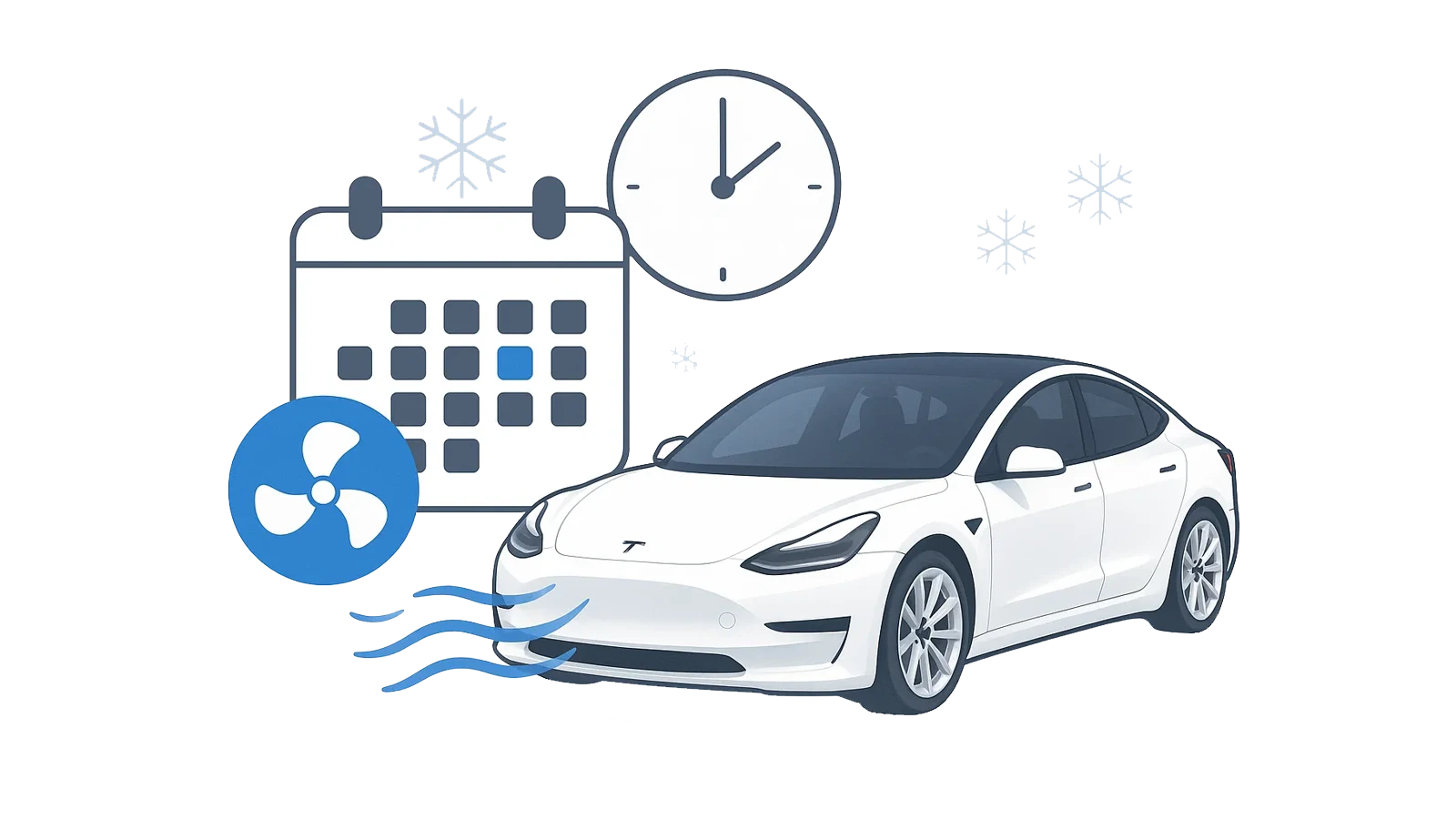 Calendar Climate Keeper project art with a Tesla, calendar, and cooling controls